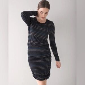 WHBM Petite Ruched Blouson Lurex Knit Dress sz S